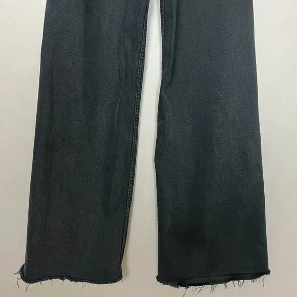 Zara Jeans Marine Straight Jeans Size 0‎ Women Wide Leg Raw Hem Faded High Rise - Picture 6 of 11